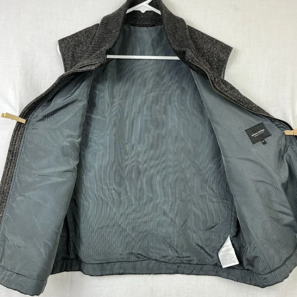 Banana Republic Wool Blend Tweed Vest‎ Mens 44R Quilted Full Zip Preppy Academia